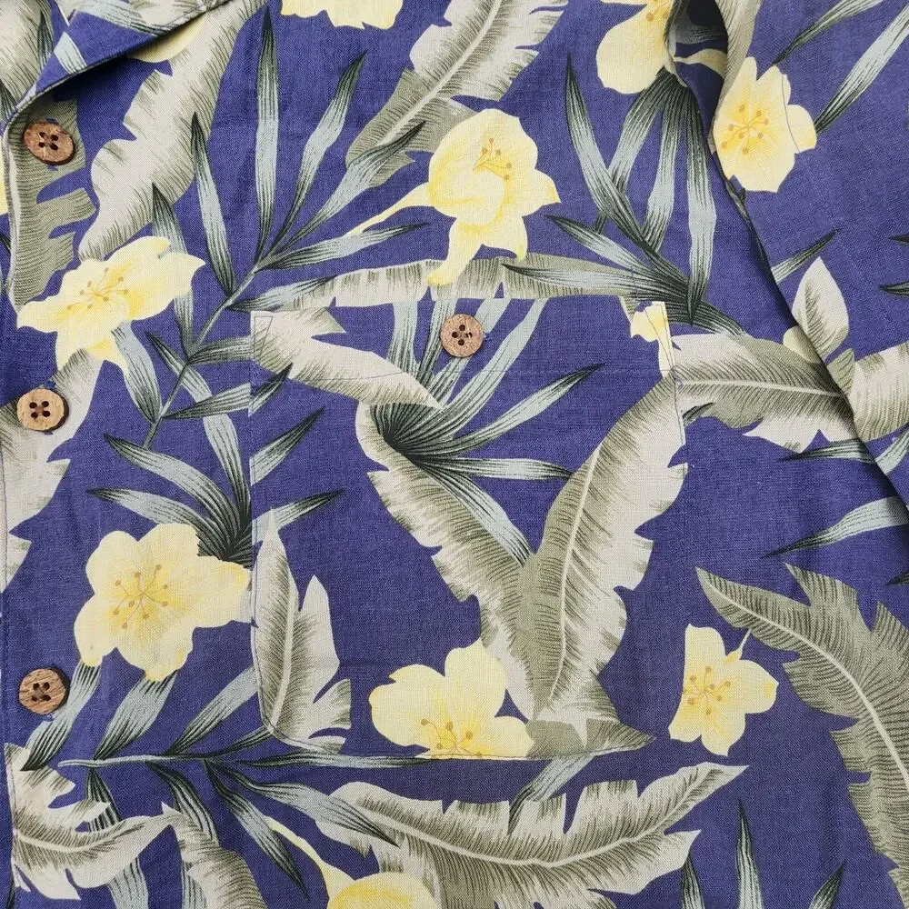 Paradise Coves Hawaiian Shirt 100% Silk Tropical Floral Button Down Mens XL - Picture 5 of 10